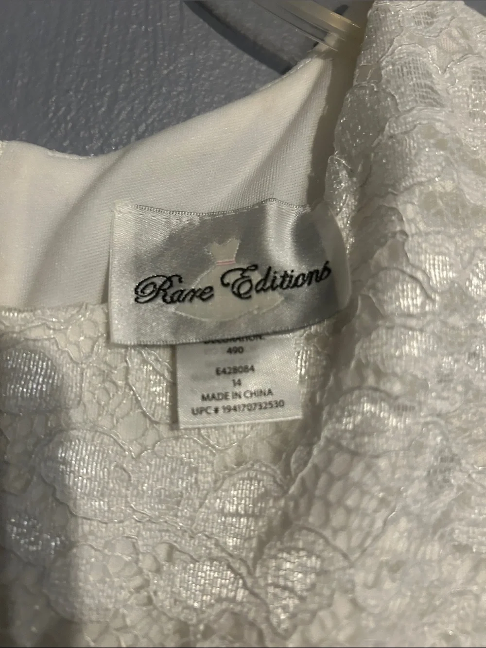 Rare Editions White Lace Bodice Gold Floral High-Low Dress
